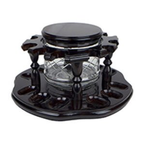 12 Pipe Rack Walnut with Tobacco Jar on Lazy Susan