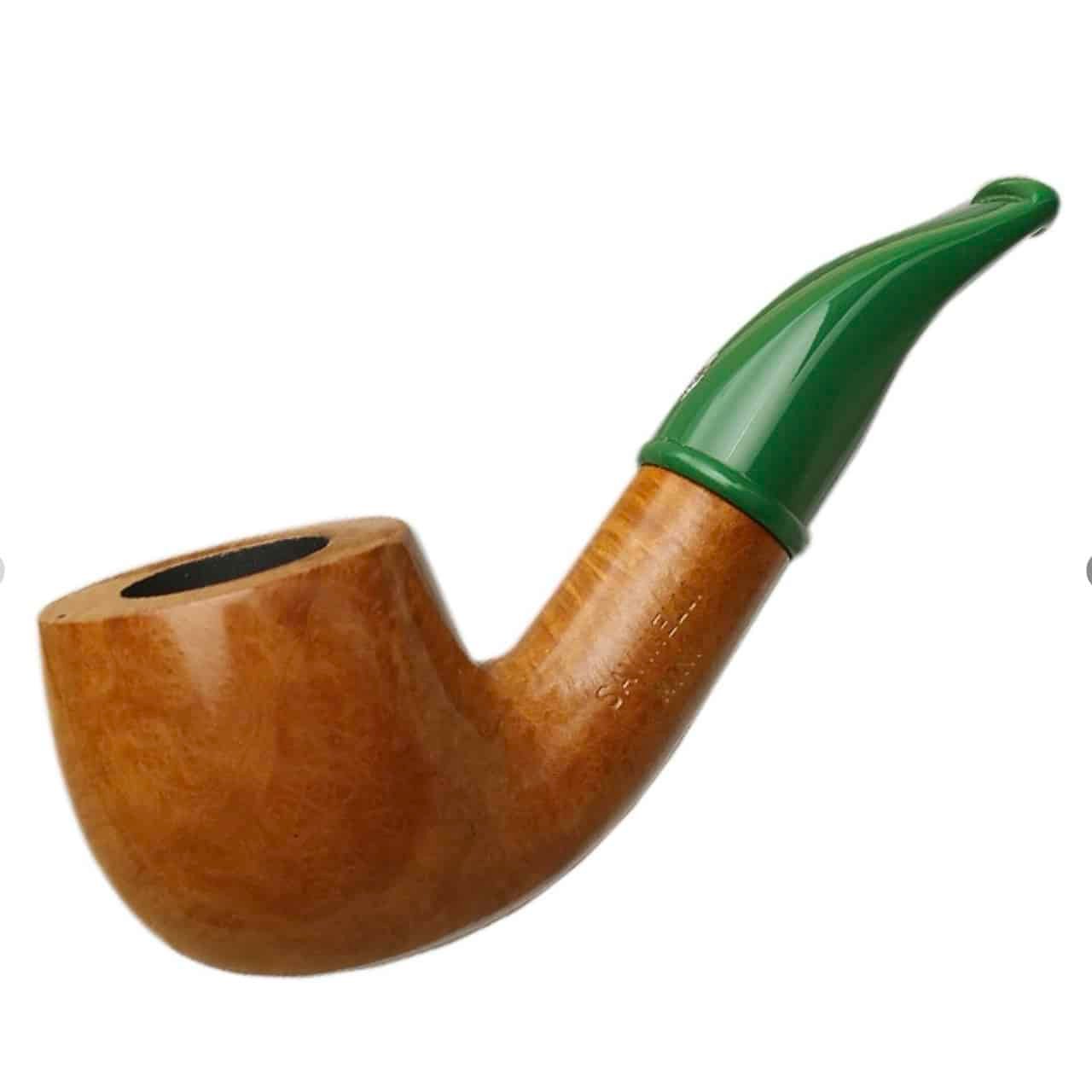 Savinelli Pipe: Mini Smooth Green Stem (601) (6mm) Bent Billiard