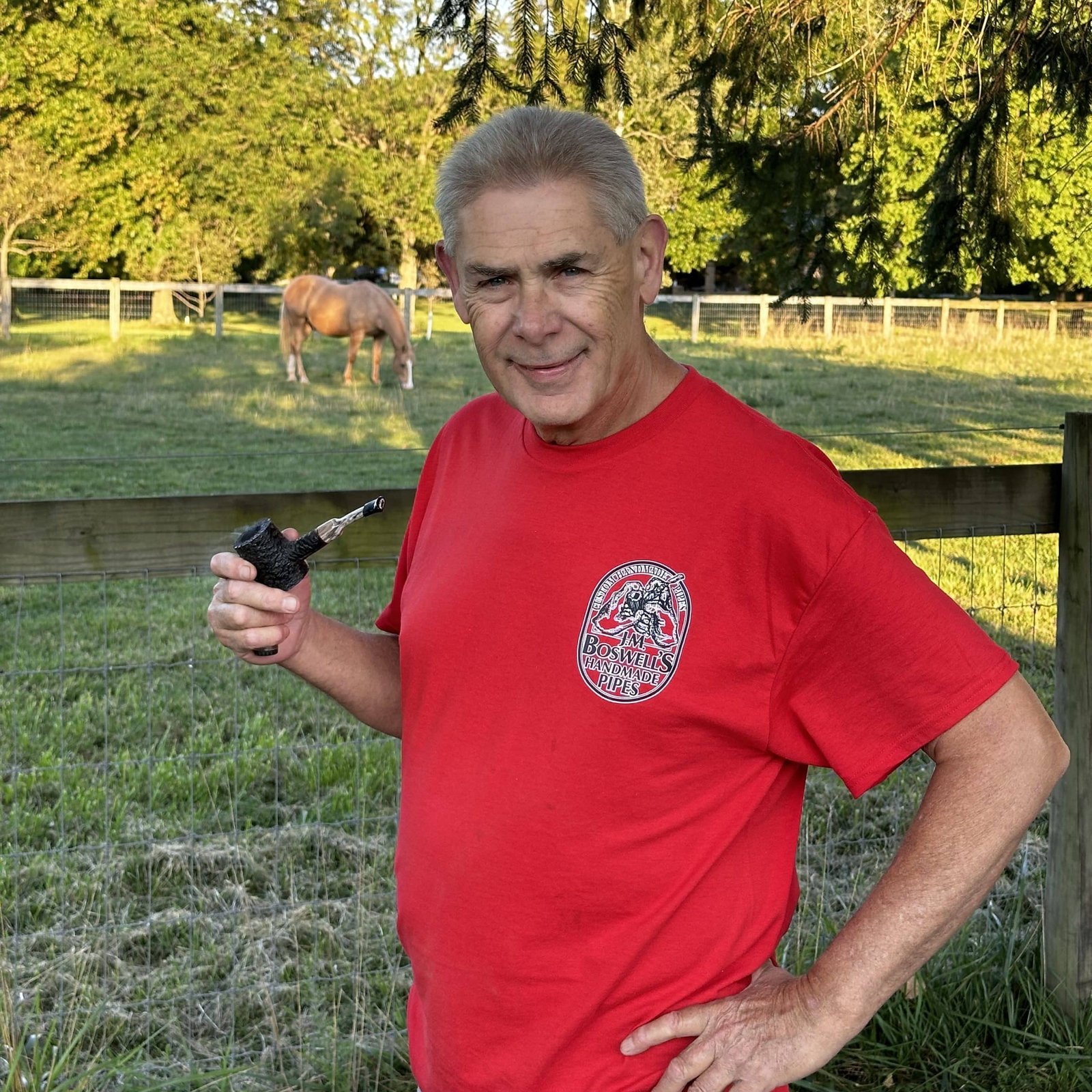 Boswell’s Pipes and Cigars Custom Logo T-Shirt Red