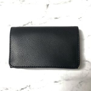 Black Leather Square Snap Close Tobacco Pouch