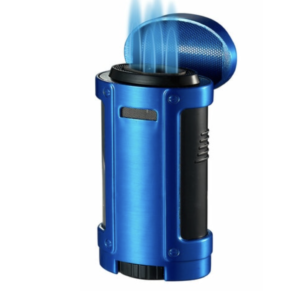 Visol Rhino Brushed Blue Quad Torch Flame Cigar Lighter