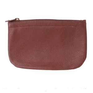 Genuine Leather Zip Tobacco Pouch Brown
