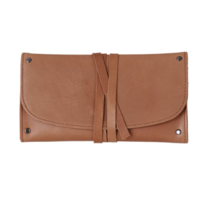 Genuine Leather Deluxe Rollup Tobacco Pouch Tan
