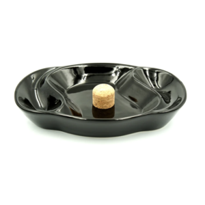 2-Pipe Black Ceramic Ashtray with Knocker (P901)