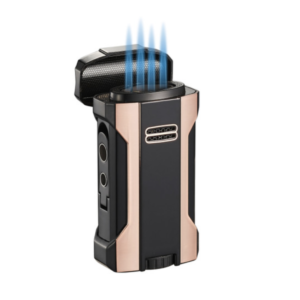 Visol Rhino 2.0 Rose Gold & Black Quad Torch Flame Cigar Lighter