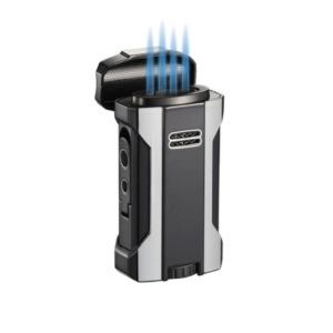 Visol Rhino 2.0 Sliver & Black Quad Torch Flame Cigar Lighter