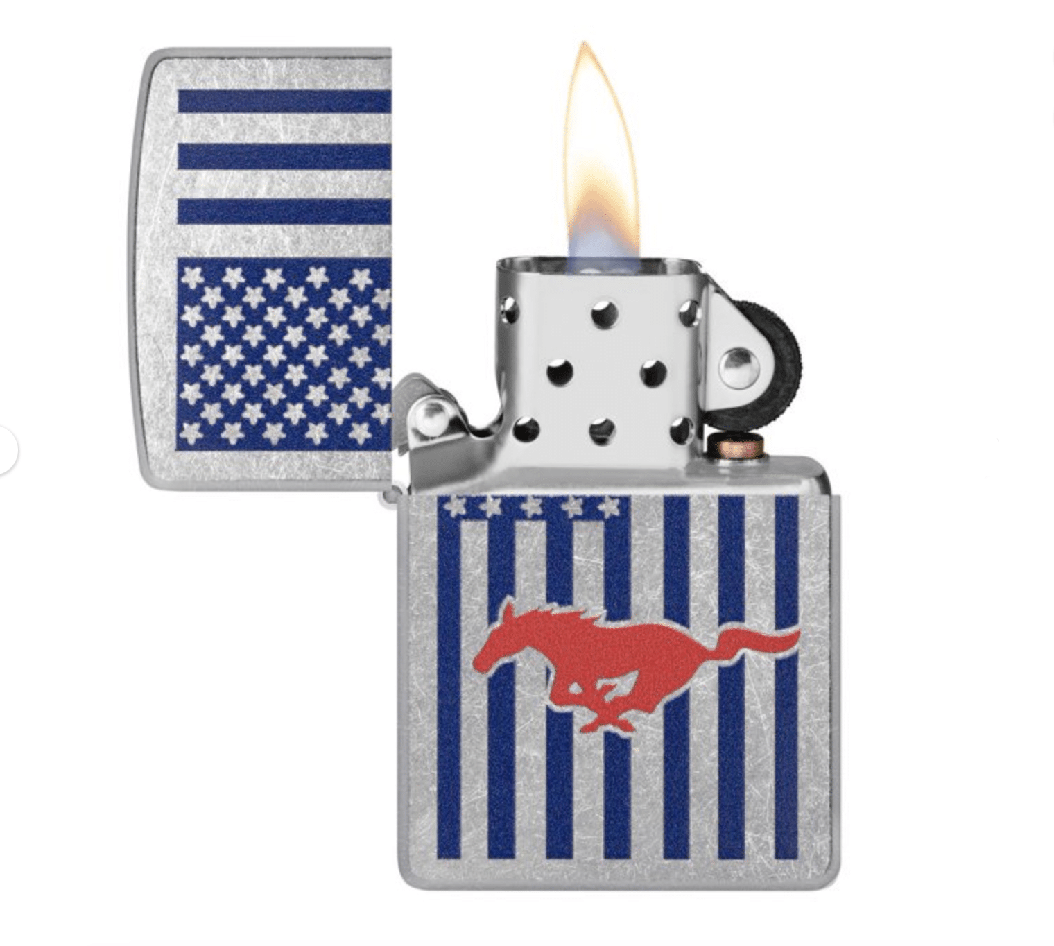 Zippo: Ford Mustang American Flag Street Chrome Pocket Lighter - Image 2