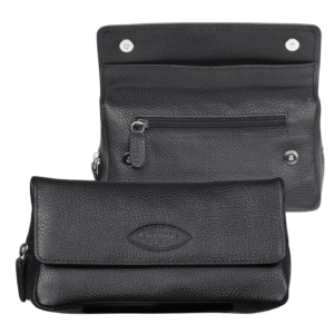 Comoys Tobacco Pouch 1 Pipe All Black Leather